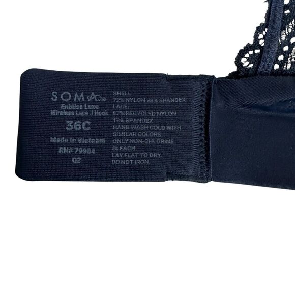 Soma Enbliss 36C Luxe Wireless Bra With Lace Back Navy - Picture 5 of 10